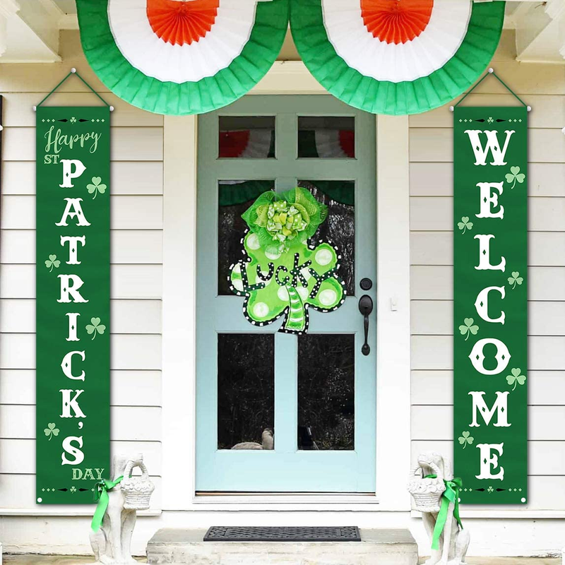 St Patricks Day Decorations Outdoor - St. Pattys Day Decor - Green Irish Shamrock Hanging Banners Sign Door Hanger - Happy Saint Patrick'S Day Decorations for the Home Front Door Porch Classroom Arts & Entertainment > Party & Celebration > Party Supplies ORIENTAL CHERRY   