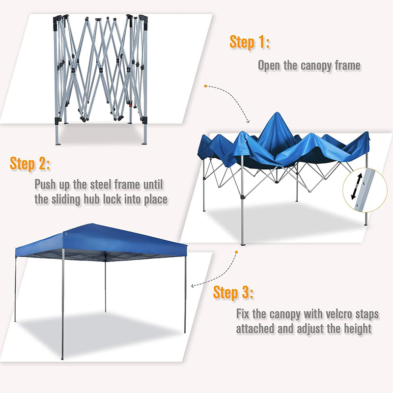 PHI VILLA 10 x 10ft Portable Pop Up Canopy Event Tent Party Tent, 100 Sq. Ft of Shade (Blue) Home & Garden > Lawn & Garden > Outdoor Living > Outdoor Structures > Canopies & Gazebos PHI VILLA   