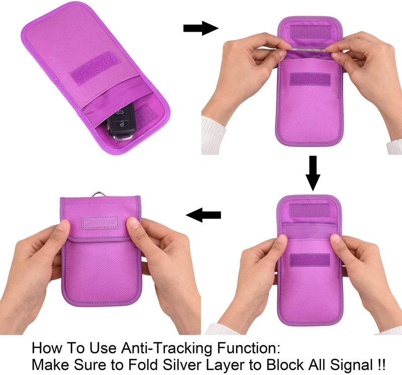 Faraday Bag for Key Fob, Wisdompro WP4694 RFID Key Fob Protector RF Car Signal Blocking, Anti-Theft Pouch, Anti-Hacking Case Blocker - Purple  Wisdompro   