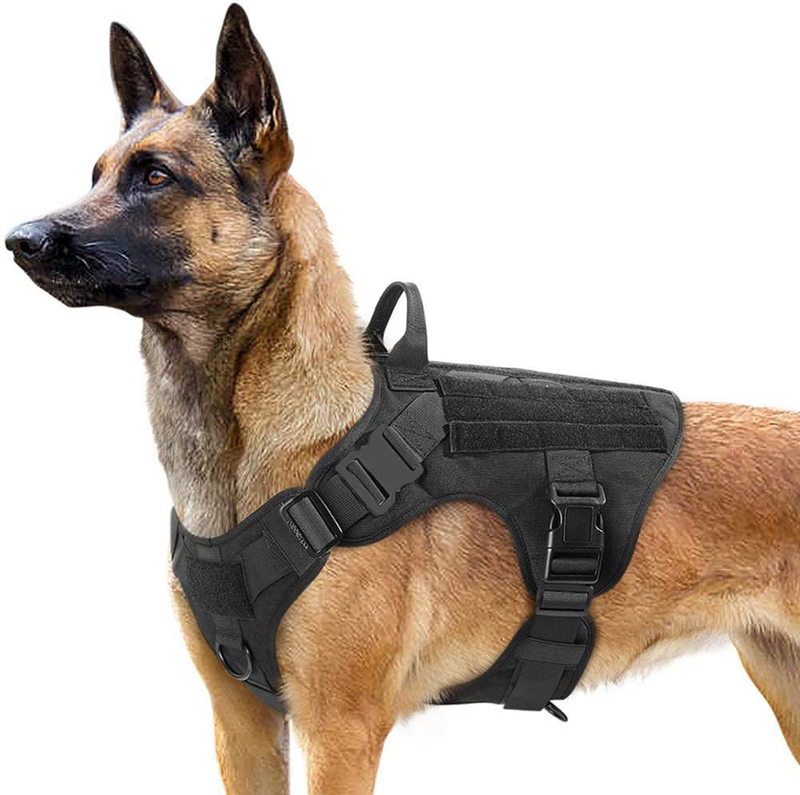 rabbitgoo Tactical Dog Harness for Large Dogs, Military Dog Harness with Handle, No-Pull Service Dog Vest with Molle & Loop Panels, Adjustable Dog Vest Harness for Training Hunting Walking, Tan, XL Animals & Pet Supplies > Pet Supplies > Dog Supplies GLOBEGOU CO.,LTD Black Large 