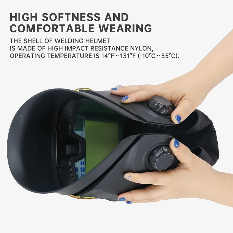 PROWELD Panoramic 180° Large Viewing Screen Auto Darkening Flip Up Welding Helmet with Side View, True Color Highest Optical Class 1/1/1/1, 4 Arc Sensor, 9 to 12/13 to 15 Variable Welding Shades Business & Industrial > Work Safety Protective Gear > Welding Helmets ProWeld   