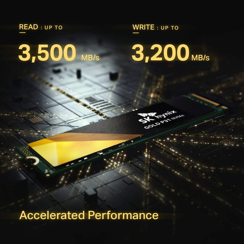 SK hynix Gold P31 PCIe NVMe Gen3 M.2 2280 Internal SSD | 1TB NVMe | Up to 3500MB/S | Compact M.2 SSD Form Factor SK hynix SSD | Internal Solid State Drive with 128-Layer NAND Flash Electronics > Electronics Accessories > Computer Components > Storage Devices SK hynix   