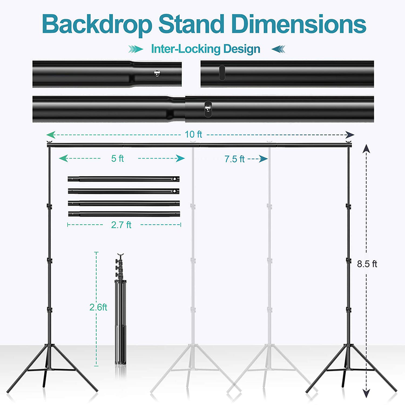 Emart 8.5 x 10 ft Backdrop Support System, Photography Video Studio Lighting Kit Umbrella Softbox Set Continuous Lighting for Photo Studio Product, Portrait and Video Shooting Photography Cameras & Optics > Photography > Lighting & Studio EMART   