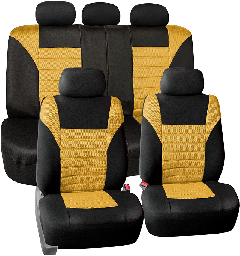 FH Group FB068MINT115 Mint Universal Car Seat Cover (Premium 3D Air mesh Design Airbag and Rear Split Bench Compatible) Vehicles & Parts > Vehicle Parts & Accessories > Motor Vehicle Parts > Motor Vehicle Seating FH Group Yellow Full Set  