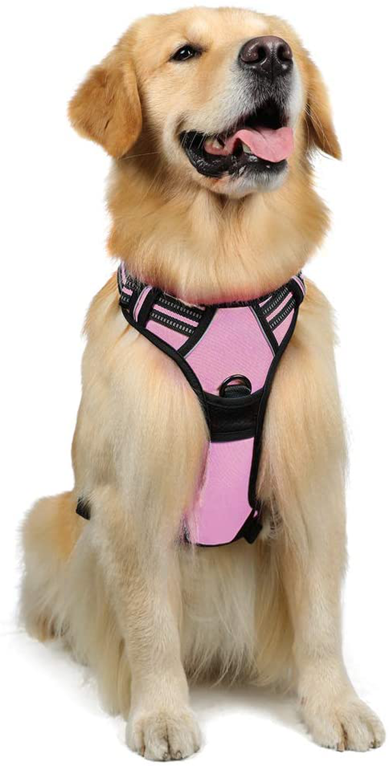 rabbitgoo Dog Harness, No-Pull Pet Harness with 2 Leash Clips, Adjustable Soft Padded Dog Vest, Reflective No-Choke Pet Oxford Vest with Easy Control Handle for Large Dogs, Black, XL  rabbitgoo Cherry Pink Large 