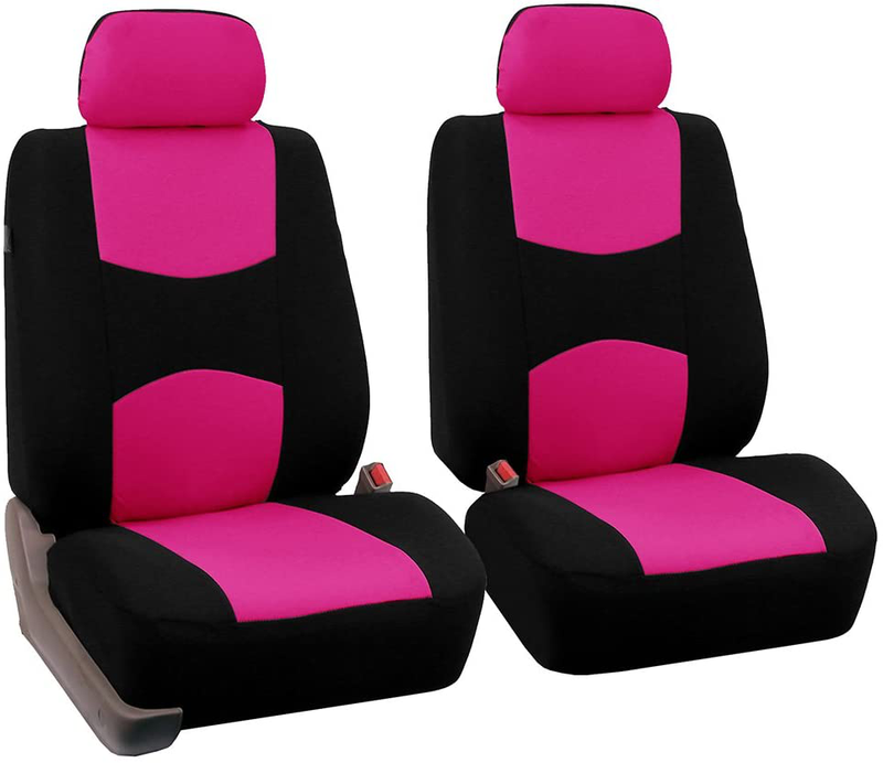 FH Group Universal Fit Flat Cloth Pair Bucket Seat Cover, (Black) (FH-FB050102, Fit Most Car, Truck, Suv, or Van) Vehicles & Parts > Vehicle Parts & Accessories > Motor Vehicle Parts > Motor Vehicle Seating FH Group Pink/Black  