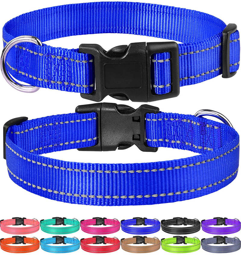 FunTags Reflective Nylon Dog Collar,Adjustable Pet Collars with Quick Release Buckle for Puppy Small Medium Large Dogs,18 Classic Solid Colors,4 Sizes Animals & Pet Supplies > Pet Supplies > Dog Supplies FunTags Royal Blue XS - 5/8"x(8"-12") 