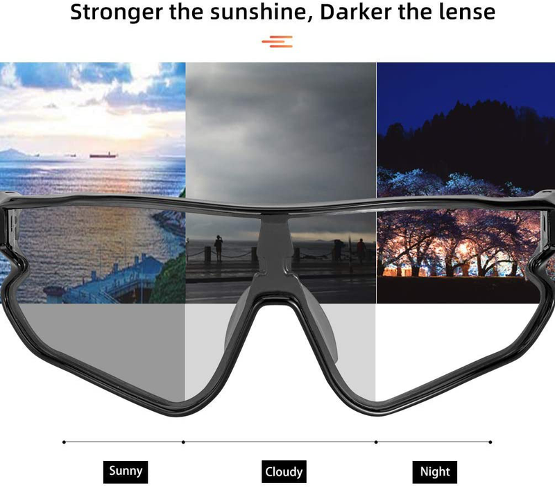 Photochromic Sunglasses for Men Women Bike Glasses 100% UV Protection Sporting Goods > Outdoor Recreation > Cycling > Cycling Apparel & Accessories ROCK BROS   