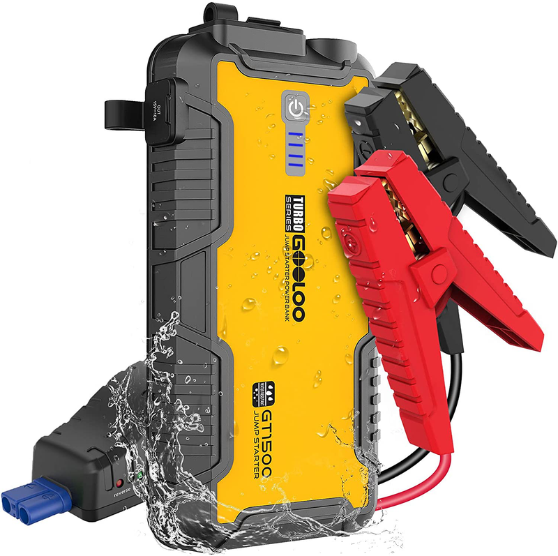 GOOLOO Jump Starter Battery Pack - 1500A Peak Water-Resistant Portable Lithium Car Booster for Up to 8.0L Gas or 6.0L Diesel Engine, SuperSafe 12V Auto Power Pack with USB Quick Charge,Type C Port Vehicles & Parts > Vehicle Parts & Accessories > Vehicle Maintenance, Care & Decor > Vehicle Repair & Specialty Tools > Vehicle Jump Starters GOOLOO yellow  