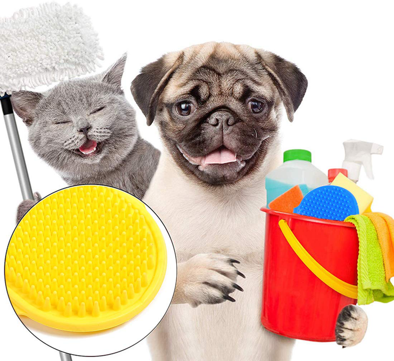 Kwispel 2 Pcs Dog Grooming Brush, Pet Shampoo Brush Dog Bath Grooming Shedding Brush Soothing Massage Rubber Comb with Adjustable Strap for Short Long Haired Dogs and Cats Animals & Pet Supplies > Pet Supplies > Dog Supplies Kwispel   