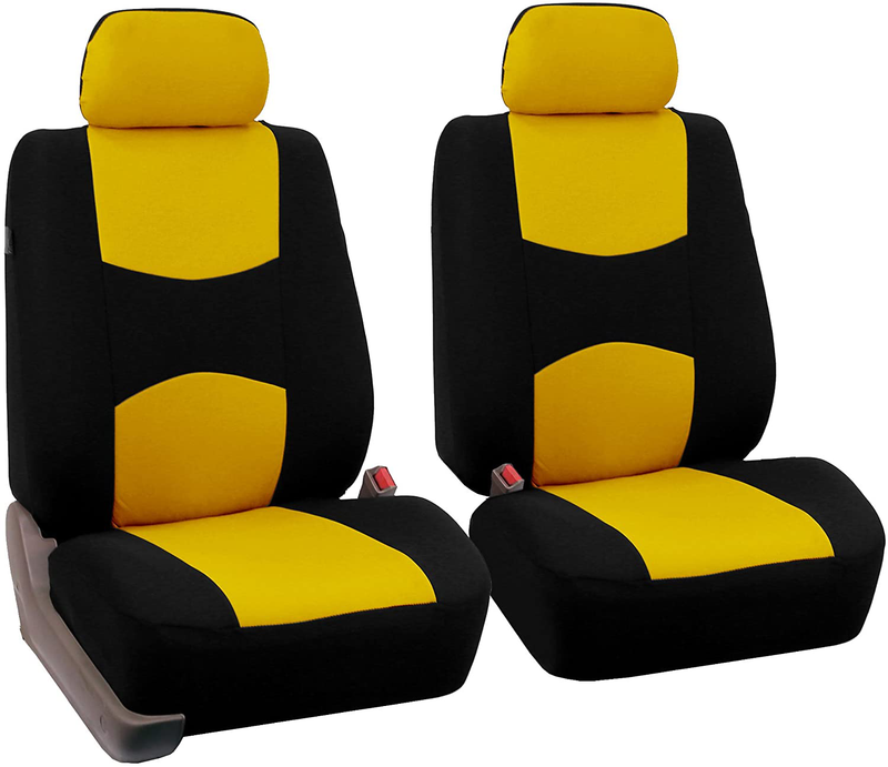 FH Group Universal Fit Flat Cloth Pair Bucket Seat Cover, (Black) (FH-FB050102, Fit Most Car, Truck, Suv, or Van) Vehicles & Parts > Vehicle Parts & Accessories > Motor Vehicle Parts > Motor Vehicle Seating FH Group Yellow/Black  