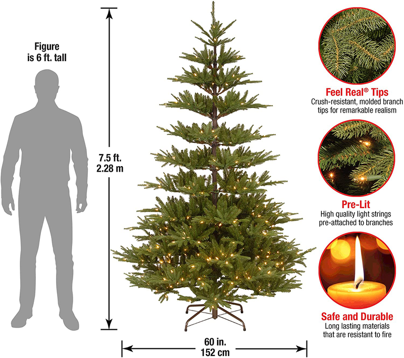 National Tree Company 'Feel Real' Pre-lit Artificial Christmas Tree | Includes Pre-strung White Lights, with Bark Pole, PowerConnect and Stand | Glenwood Fir - 7.5 ft Home & Garden > Decor > Seasonal & Holiday Decorations > Christmas Tree Stands National Tree Company   