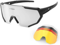 X-TIGER Polarized Sports Sunglasses with 3 or 5 Interchangeable Lenses,Mens Womens Cycling Glasses,Baseball Running Fishing Golf Driving Sunglasses Sporting Goods > Outdoor Recreation > Cycling > Cycling Apparel & Accessories X-TIGER Tblack-5Lens  