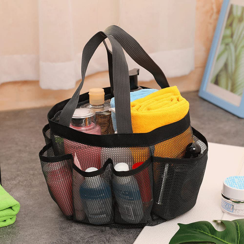 Mesh Shower Caddy Basket,Portable Foldable Tote Bag Toiletry for Bathroom Accessories, Large Capacity Beach Bag, College Dorm Room Essentials (Black) Sporting Goods > Outdoor Recreation > Camping & Hiking > Portable Toilets & Showers MJEMS   