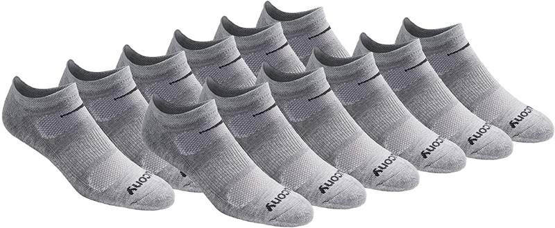Saucony Men's Multi-Pack Mesh Ventilating Comfort Fit Performance No-Show Socks  Saucony Grey (12 Pairs) Shoe Size: 8-12 