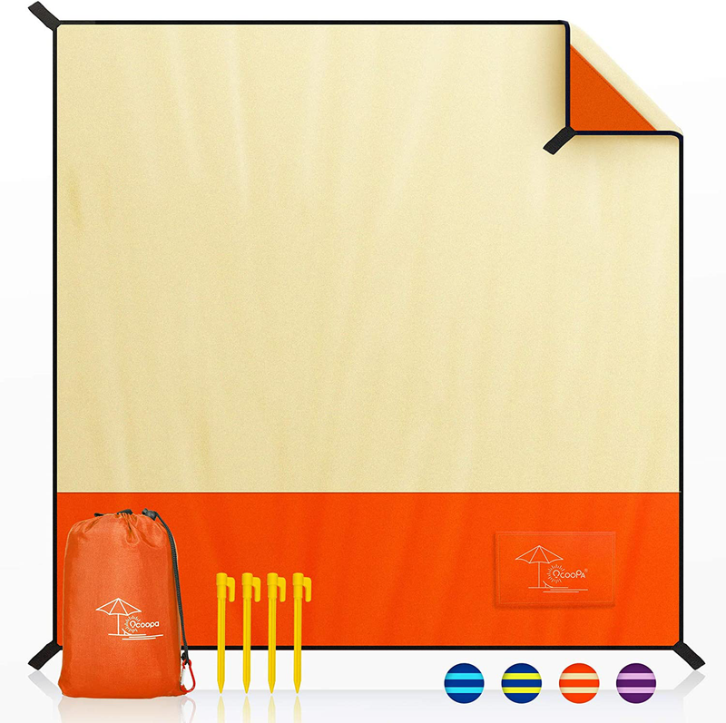 OCOOPA Beach Blanket Sandproof, Extra Large 10x9.2ft, Sand Free Water Resistant Sand Proof, Durable Parachute Nylon, Hawaii Beach Collection, Vibrant Colors, Light Weight Home & Garden > Lawn & Garden > Outdoor Living > Outdoor Blankets > Picnic Blankets OCOOPA L(83x79inches)- Sunset Orange  