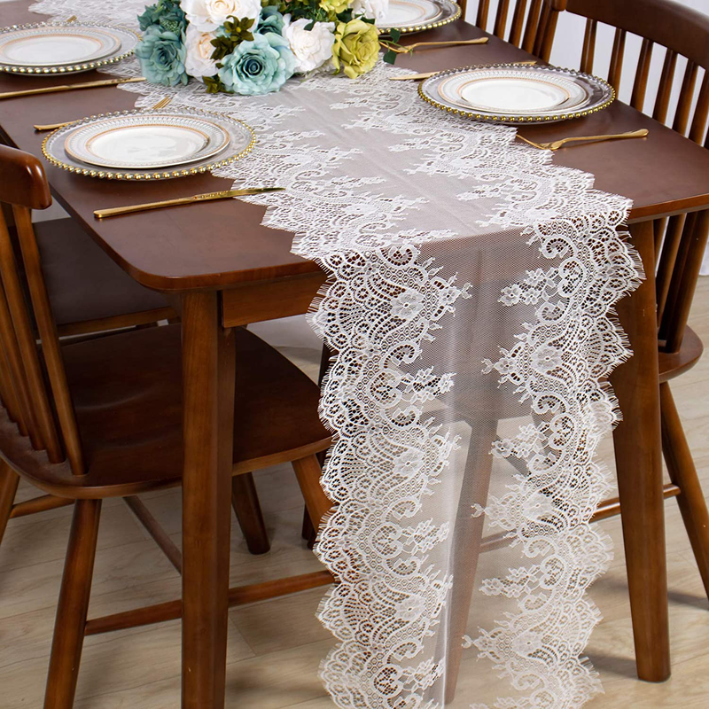 Lace-Tablecloth-Rectangular 60x120-Inch White Rectangle Overlay Tea Tablecloth Lace Tablecloths Long Rectangular Tablecloth Lace Tablecloth 60 Table Floral Embroidery Lace Table Cloths Decoration Arts & Entertainment > Hobbies & Creative Arts > Arts & Crafts ShinyBeauty White-030 2 