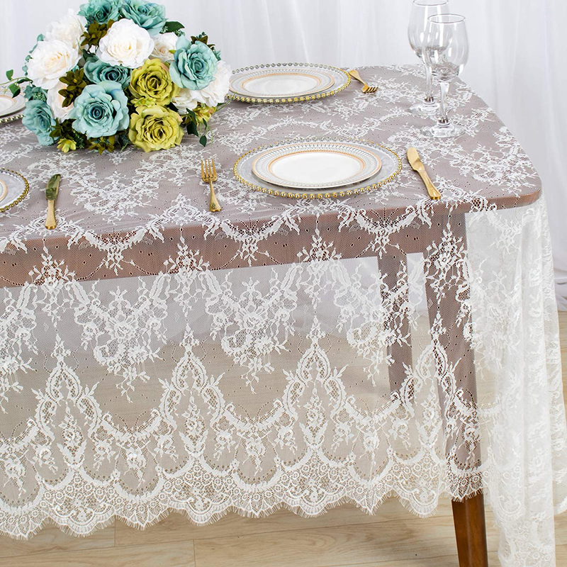 Lace-Tablecloth-Rectangular 60x120-Inch White Rectangle Overlay Tea Tablecloth Lace Tablecloths Long Rectangular Tablecloth Lace Tablecloth 60 Table Floral Embroidery Lace Table Cloths Decoration Arts & Entertainment > Hobbies & Creative Arts > Arts & Crafts ShinyBeauty 005-white 1 
