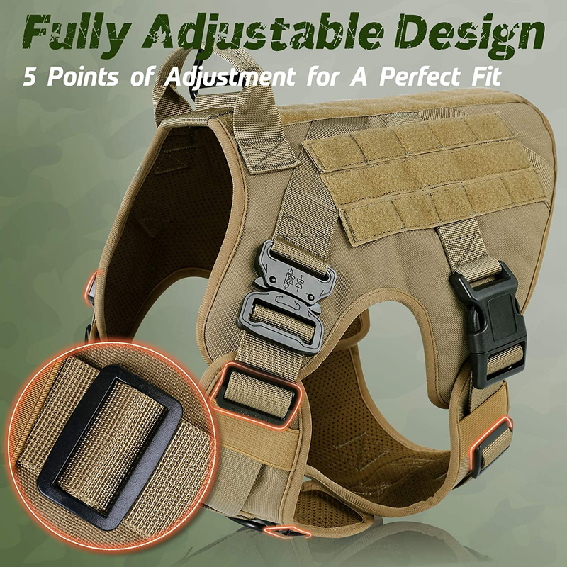 rabbitgoo Tactical Dog Harness for Large Dogs, Military Dog Harness with Handle, No-Pull Service Dog Vest with Molle & Loop Panels, Adjustable Dog Vest Harness for Training Hunting Walking, Tan, XL Animals & Pet Supplies > Pet Supplies > Dog Supplies GLOBEGOU CO.,LTD   