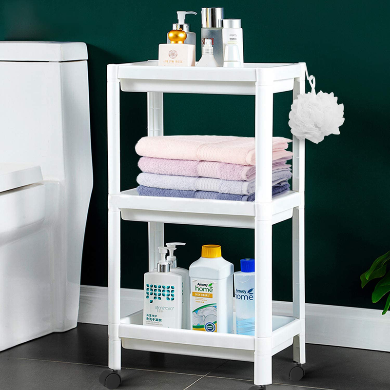 Flowmist 3 Tier Slim Rolling Organizer Storage Cart Rolling Laundry Cart Bathroom Shelves Organizer, with Wheels for Bathroom Laundry Pantry Kitchen Narrow Places Home & Garden > Household Supplies > Storage & Organization Flowmist Default Title  