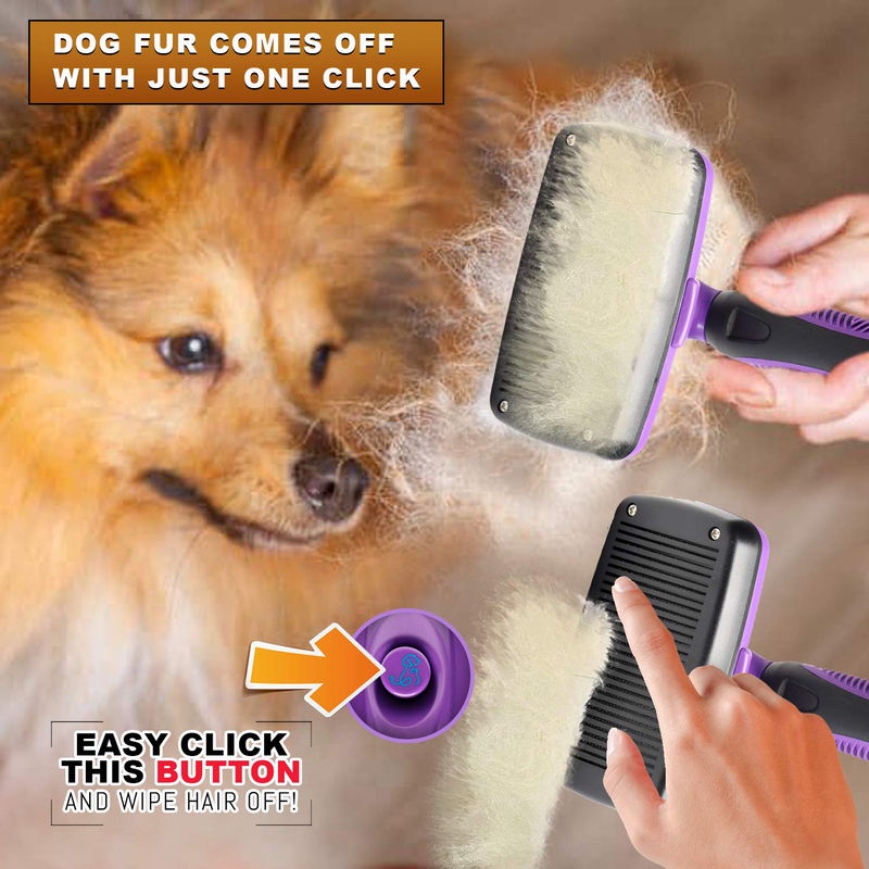 GM Pet Supplies Self Cleaning Slicker Brush | This is The Best Dog and Cat Brush for Shedding and Grooming | Our Pet Brushes Are Suitable for All Hair Lengths Animals & Pet Supplies > Pet Supplies > Dog Supplies GM PET SUPPLIES   