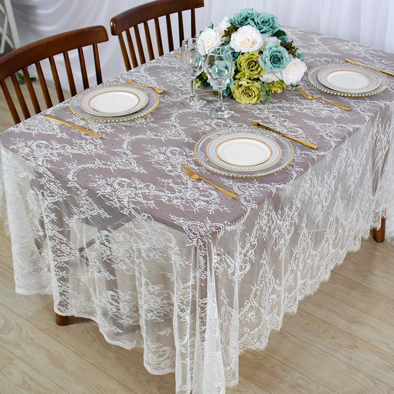 Lace-Tablecloth-Rectangular 60x120-Inch White Rectangle Overlay Tea Tablecloth Lace Tablecloths Long Rectangular Tablecloth Lace Tablecloth 60 Table Floral Embroidery Lace Table Cloths Decoration Arts & Entertainment > Hobbies & Creative Arts > Arts & Crafts ShinyBeauty   