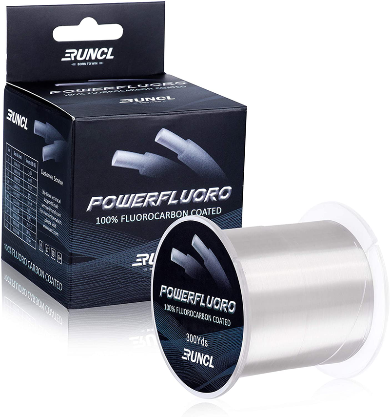 RUNCL PowerFluoro Fishing Line, 100% Fluorocarbon Coated Fishing Line, Fishing Leader Line - Virtually Invisible, Faster Sinking, Extra Sensitivity, Abrasion Resistance, UV Resistance - 300Yds, 5-32LB Sporting Goods > Outdoor Recreation > Fishing > Fishing Lines & Leaders RUNCL Clear 12LB(5.4kgs)/0.28mm/300Yds 