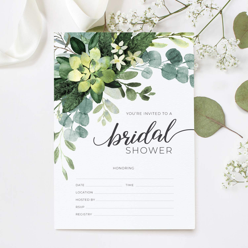 Greenery Fill in The Blank Bridal Shower Invitation / 25 Bridal Shower Invitations and Envelopes Arts & Entertainment > Party & Celebration > Party Supplies > Invitations Canopy Street   