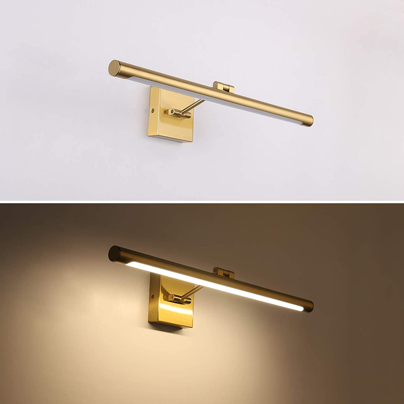 LED Picture Light Fixtures 24.4 Inches, Full Metal Artwork Wall Lamp with Single Swing Arm, 14W (70W Eqv.), Hardwire Connection, Non-Dimmable, 3000K Warm White, CRI80+, Golden-Like Brass Finish Home & Garden > Lighting > Lighting Fixtures > Wall Light Fixtures KOL DEALS   