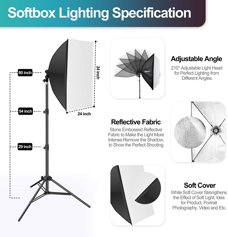 Emart 8.5 x 10 ft Backdrop Support System, Photography Video Studio Lighting Kit Umbrella Softbox Set Continuous Lighting for Photo Studio Product, Portrait and Video Shooting Photography Cameras & Optics > Photography > Lighting & Studio EMART   