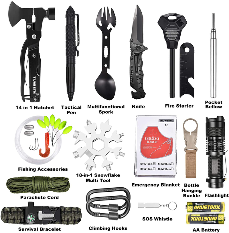 Gifts for Men Dad Husband, Survival Gear and Equipment Kit 30 in 1, Cool Gadget Tactical First Aid Supplies Tool Kit for Outdoor Emergency Camping Hiking Fishing Hunting Sporting Goods > Outdoor Recreation > Camping & Hiking > Camping Tools TIJABETM   