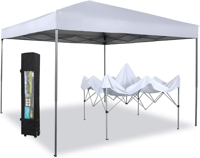 PHI VILLA 10 x 10ft Portable Pop Up Canopy Event Tent Party Tent, 100 Sq. Ft of Shade (Blue) Home & Garden > Lawn & Garden > Outdoor Living > Outdoor Structures > Canopies & Gazebos PHI VILLA White  