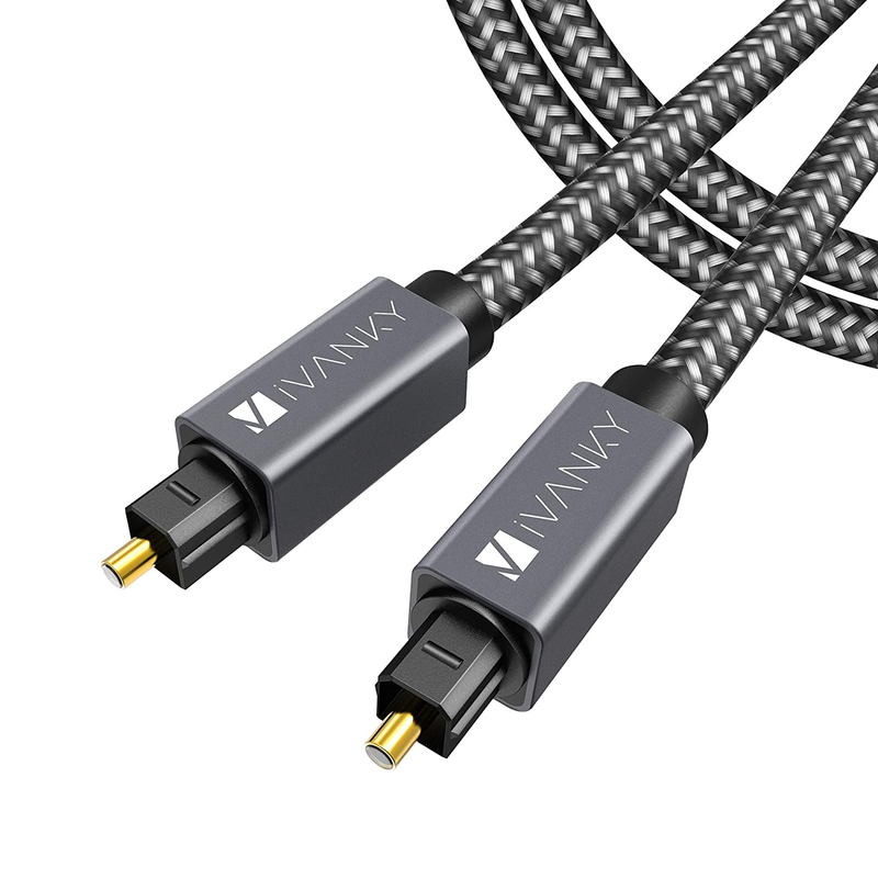 Digital Optical Audio Cable (10 Feet) - [Flawless Audio, Secure Connection] iVanky Slim Braided Digital Audio Optical Cord/Toslink Cable for Sound Bar, TV, PS4, Xbox, Samsung, Vizio - CL3 Rated, Grey Electronics > Electronics Accessories > Cables IVANKY 10ft/3m  