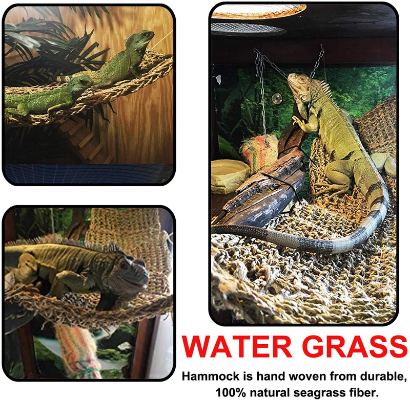 PietyPet Reptile Lizard Habitat Decor Accessories, Bearded Dragon Hammock, Reptile Hammock with Artificial Climbing Vines and Plants for Chameleon, Lizards, Gecko, Snakes, Lguana Animals & Pet Supplies > Pet Supplies > Reptile & Amphibian Supplies PietyPet   