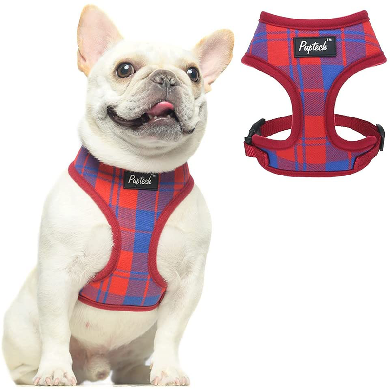 PUPTECK Soft Mesh Dog Harness Pet Puppy Comfort Padded Vest No Pull Harnesses Animals & Pet Supplies > Pet Supplies > Dog Supplies PUPTECK Red&Blue Medium 