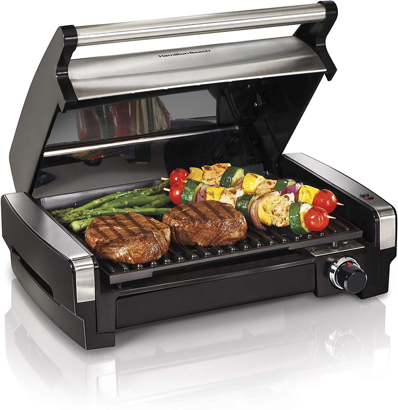 Hamilton Beach Electric Indoor Searing Grill with Viewing Window and Removable Easy-to-Clean Nonstick Plate, 6-Serving, Extra-Large Drip Tray, Stainless Steel (25361) Home & Garden > Kitchen & Dining > Kitchen Tools & Utensils > Kitchen Knives Hamilton Beach Searing Grill Grill 