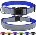 FunTags Reflective Nylon Dog Collar,Adjustable Pet Collars with Quick Release Buckle for Puppy Small Medium Large Dogs,18 Classic Solid Colors,4 Sizes Animals & Pet Supplies > Pet Supplies > Dog Supplies FunTags Royal Blue/Gray L - 1.0"x(16"-24") 