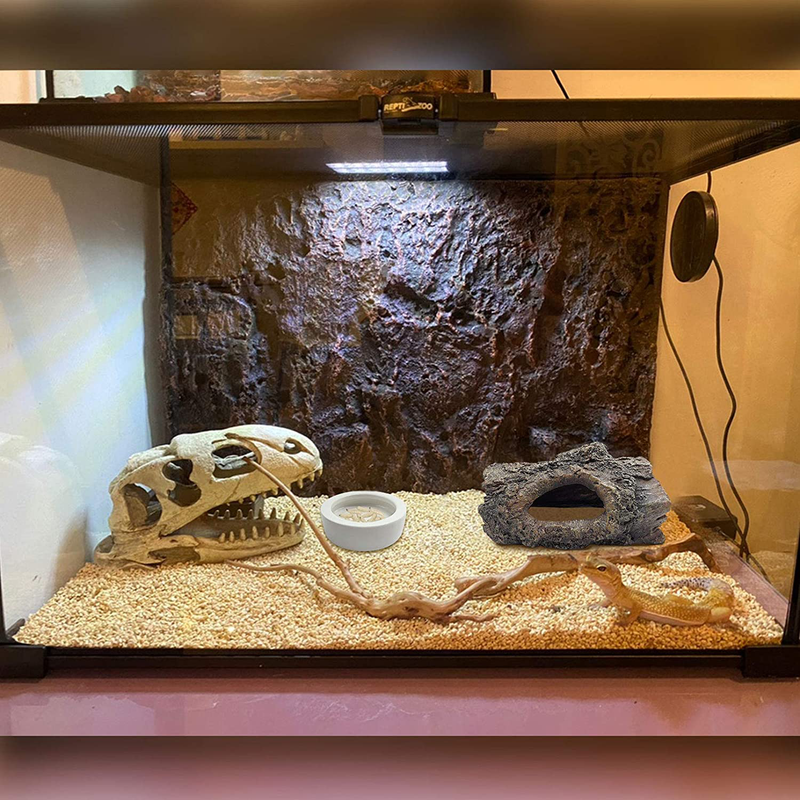 PINVNBY Reptile Hideout Cave Lizard Resin Hollow Tree Trunk Habitat Decoration Bark Bend Tank Decor Decaying Driftwood Hut Ornament Terrarium Accessories for Chameleon,Gecko,Snake and Hermit Crabs Animals & Pet Supplies > Pet Supplies > Reptile & Amphibian Supplies PINVNBY   