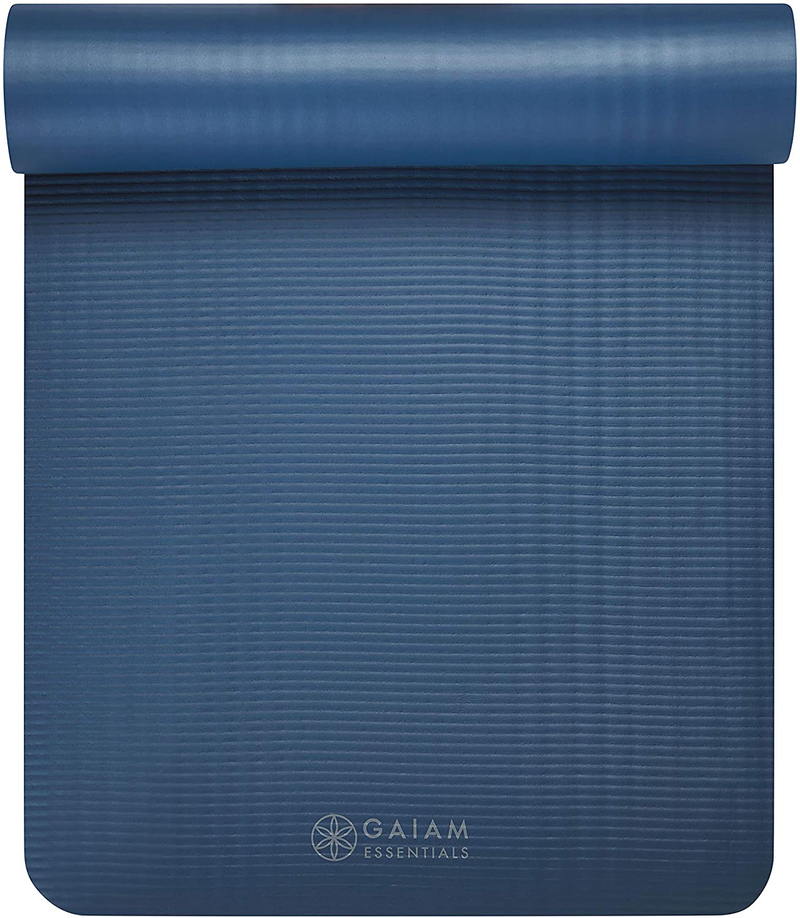 Gaiam Essentials Thick Yoga Mat Fitness & Exercise Mat with Easy-Cinch Yoga Mat Carrier Strap, 72"L x 24"W x 2/5 Inch Thick  Gaiam   