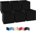 NEATERIZE 13x13x13 Large Storage Cubes - Set of 6 Storage Bins | Features Dual Handles | Cube Storage Bins | Foldable Closet Organizers and Storage | Fabric Storage Box for Home and Office (Grey) Home & Garden > Household Supplies > Storage & Organization NEATERIZE Black  