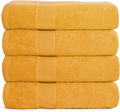 Elvana Home 4 Pack Bath Towel Set 27x54, 100% Ring Spun Cotton, Ultra Soft Highly Absorbent Machine Washable Hotel Spa Quality Bath Towels for Bathroom, 4 Bath Towels Burgundy Home & Garden > Linens & Bedding > Towels Elvana Home Yellow  