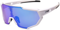 X-TIGER Polarized Sports Sunglasses with 3 or 5 Interchangeable Lenses,Mens Womens Cycling Glasses,Baseball Running Fishing Golf Driving Sunglasses Sporting Goods > Outdoor Recreation > Cycling > Cycling Apparel & Accessories X-TIGER Awhite-3lens  