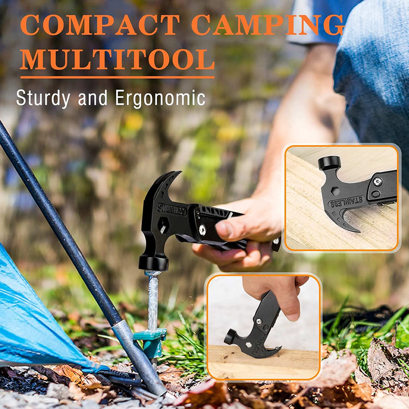 Gifts for Men Dad Him Women, Camping Accessories, Stocking Stuffers, Unique Christmas Anniversary Birthday Gift Ideas for Husband Boyfriend, Cool Gadgets Survival Hiking Tools Hammer Multitool Sporting Goods > Outdoor Recreation > Camping & Hiking > Camping Tools Veitorld   