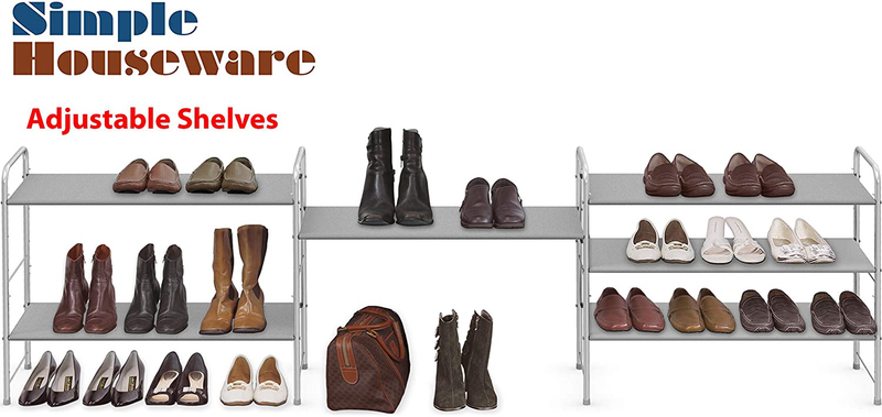 Simple Houseware 3-Tier Shoe Rack Storage Organizer, Grey Furniture > Cabinets & Storage > Armoires & Wardrobes Simple Houseware   