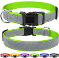 FunTags Reflective Nylon Dog Collar,Adjustable Pet Collars with Quick Release Buckle for Puppy Small Medium Large Dogs,18 Classic Solid Colors,4 Sizes Animals & Pet Supplies > Pet Supplies > Dog Supplies FunTags Green/Gray XS - 5/8"x(8"-12") 
