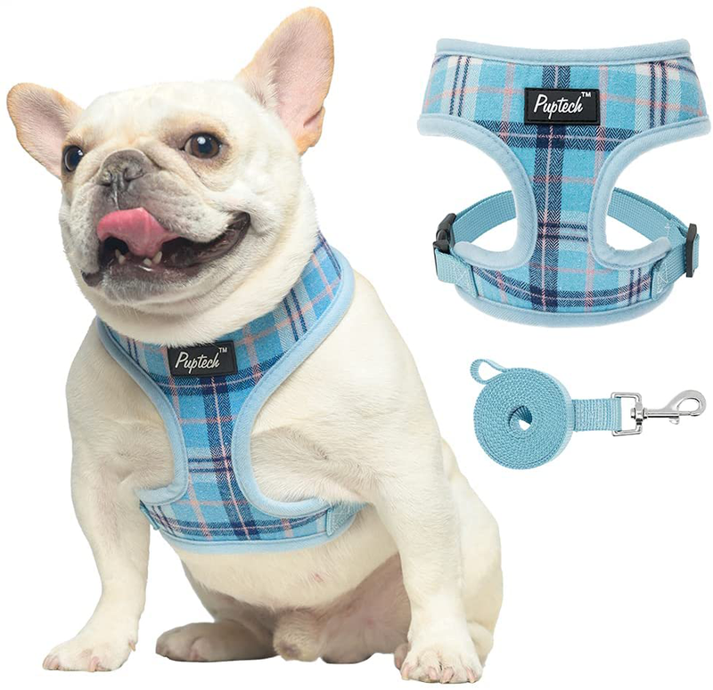 PUPTECK Soft Mesh Dog Harness Pet Puppy Comfort Padded Vest No Pull Harnesses Animals & Pet Supplies > Pet Supplies > Dog Supplies PUPTECK Light Blue Large 