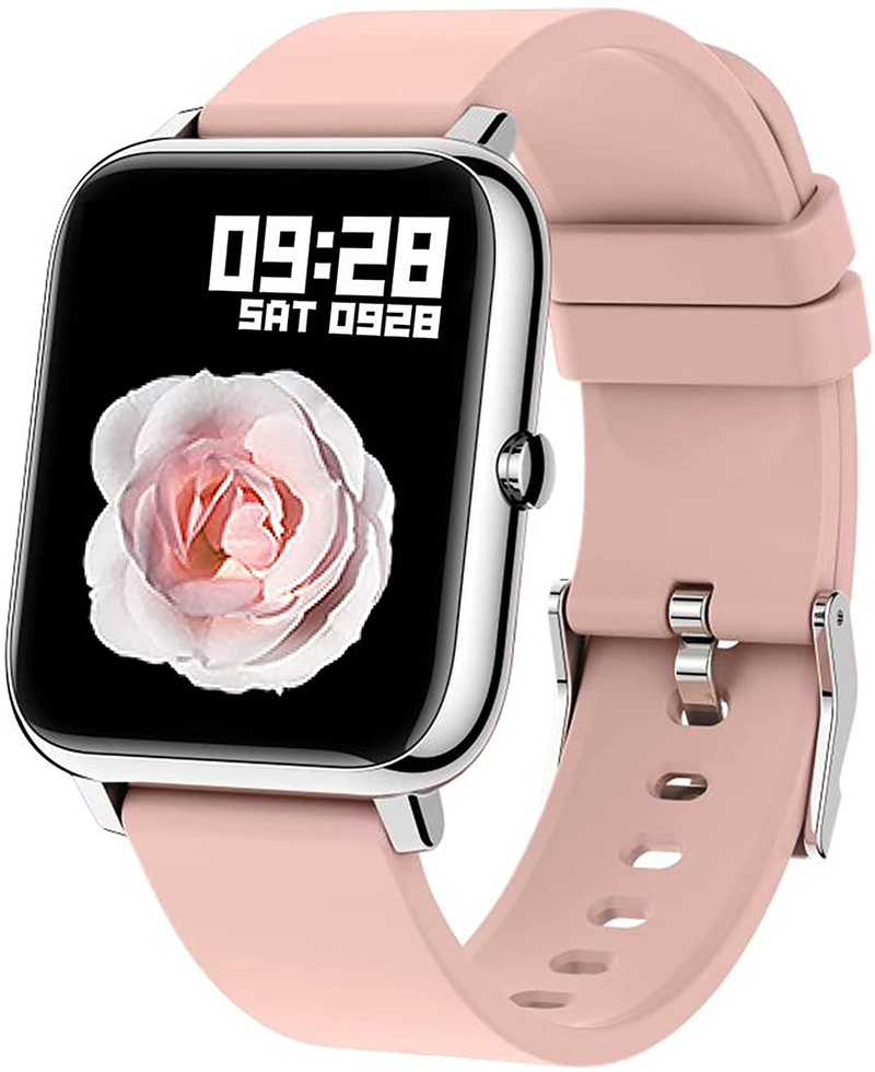 Smart Watch, Popglory Smartwatch with Blood Pressure, Blood Oxygen Monitor, Fitness Tracker with Heart Rate Monitor, Full Touch Fitness Watch for Android & iOS for Men Women Apparel & Accessories > Jewelry > Watches Popglory Pink  