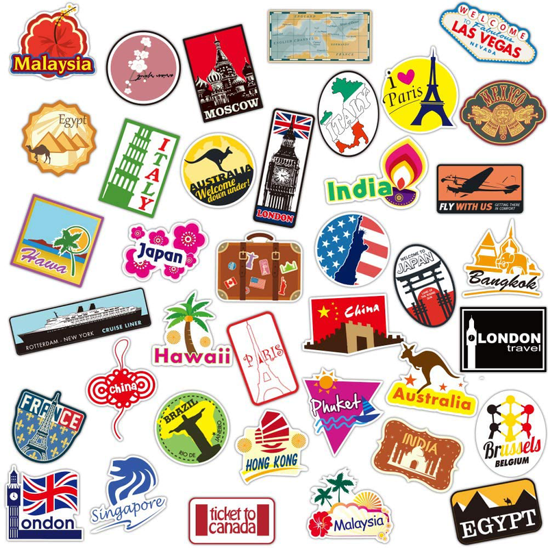 POP Sticker Car & Moto Modified Brand Logo Series Sticker Pack (103 pcs) Vinyl Stickers for Laptop,Car,Moto,Skateboard,Bike,Luggage,iPhone.Graffiti Decal for Family,Friends,Children,Adults-Waterproof  Gumindaris World Flag Sticker  