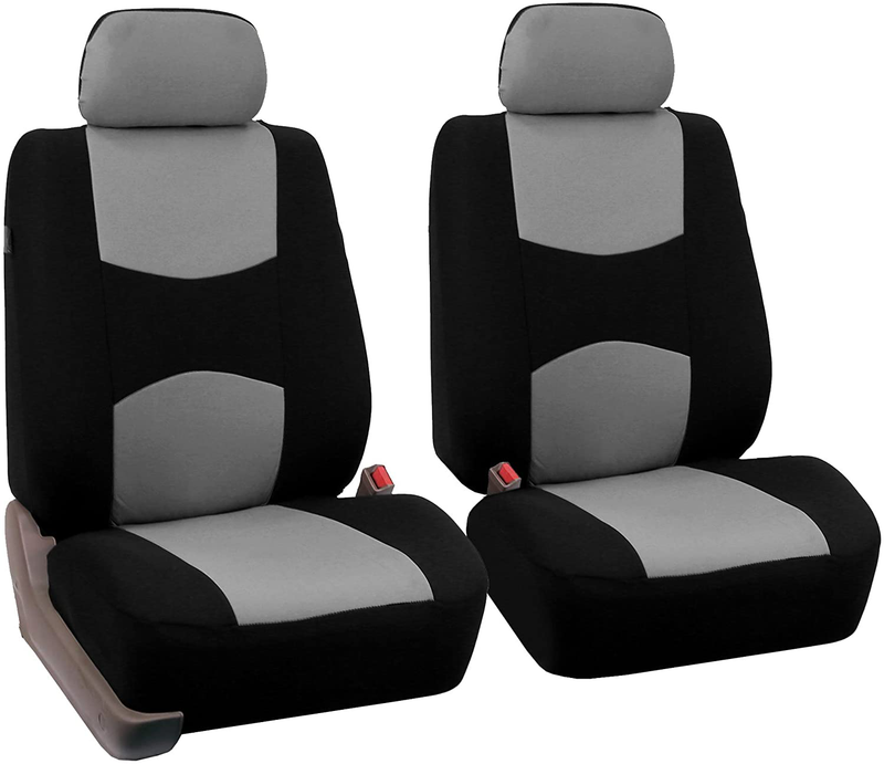 FH Group Universal Fit Flat Cloth Pair Bucket Seat Cover, (Black) (FH-FB050102, Fit Most Car, Truck, Suv, or Van) Vehicles & Parts > Vehicle Parts & Accessories > Motor Vehicle Parts > Motor Vehicle Seating FH Group Gray/Black  