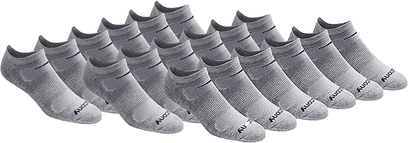 Saucony Men's Multi-Pack Mesh Ventilating Comfort Fit Performance No-Show Socks  Saucony Grey Basic (18 Pairs) Shoe Size: 8-12 